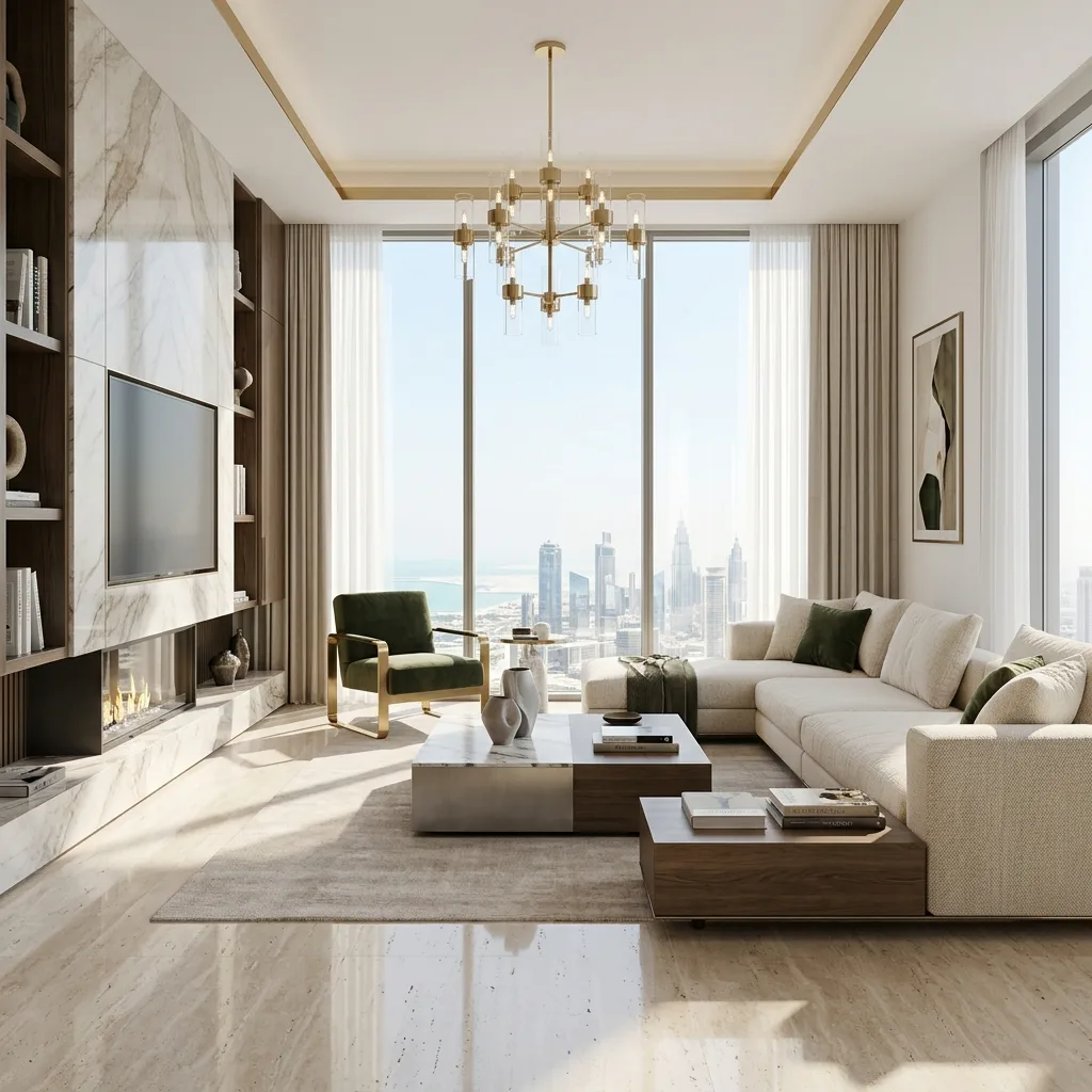 interior design dubai – RNM Interiors luxury villa living room bespoke fit-out