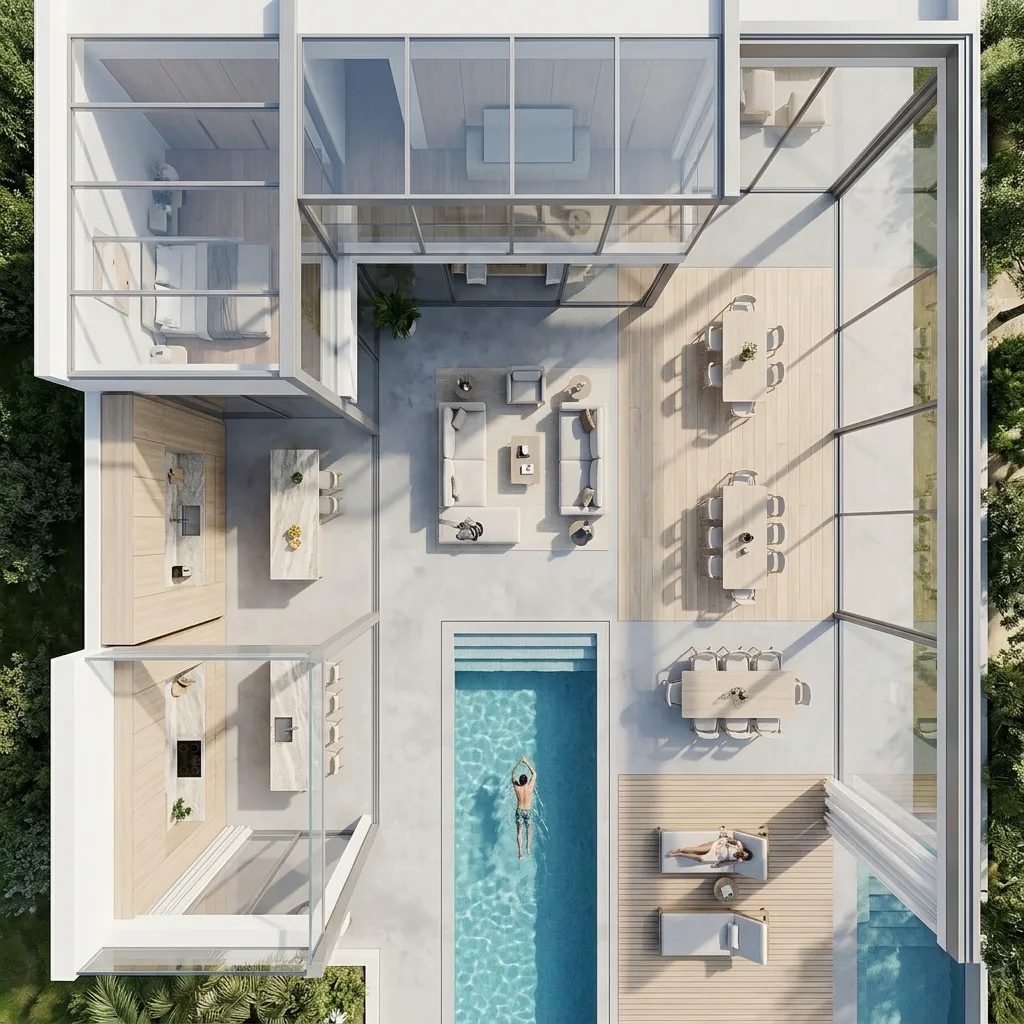villa space planning palm jumeirah dubai – RNM Interiors multi level floor plan layout