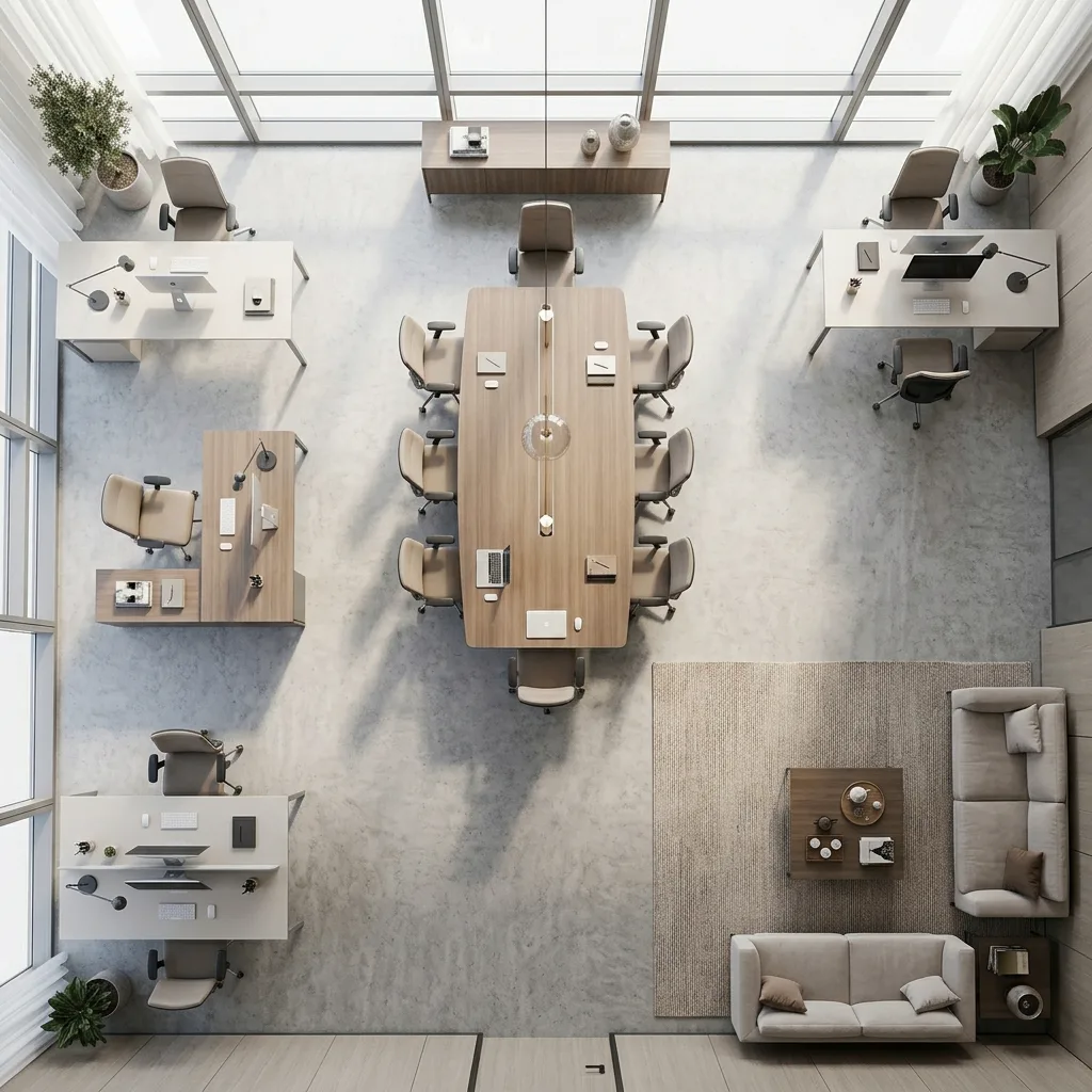 office space planning business bay dubai – RNM Interiors commercial layout workstation zoning